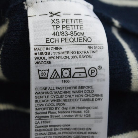 BANANA REPUBLIC NAVY WHITE SWEATER SUPERFINE MERINO BLEND VERY SOFT WAR… - Picture 6 of 9
